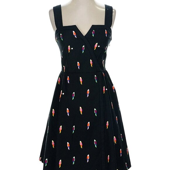 Kate Spade Flock Party Jacquard Mini Dress Black Pink Parrots Size 6 - Picture 3 of 4